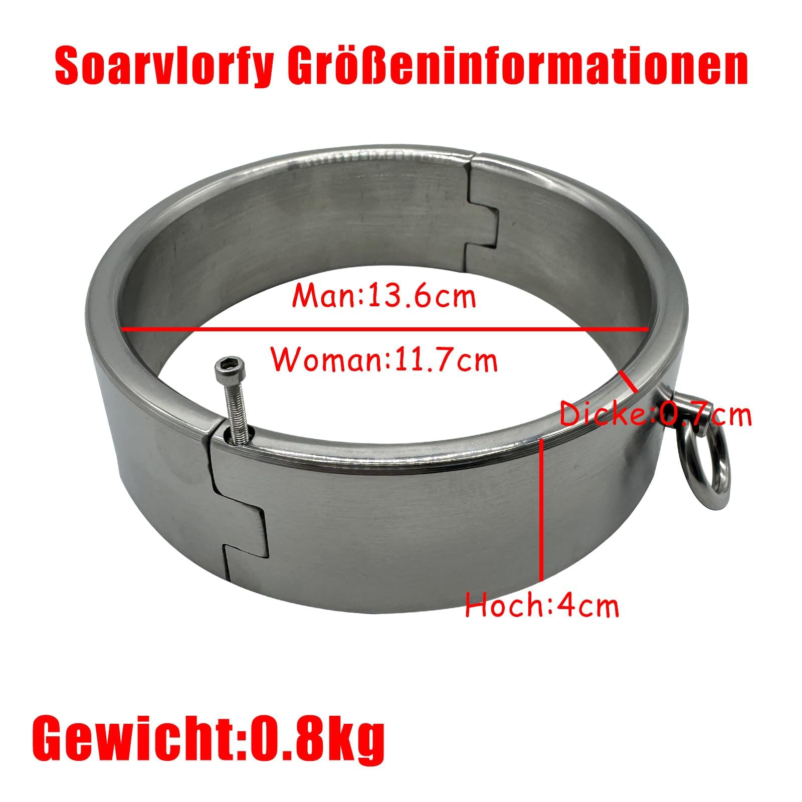 Collier Fétichiste de 4 cm Hauteur avec Anneau de Traction, Collier de Cou en Acier Inoxydable Bondage, Collier Sexuel en Métal, Jouet Sexuel BDSM pour Hommes, Femmes, Couples, Argent