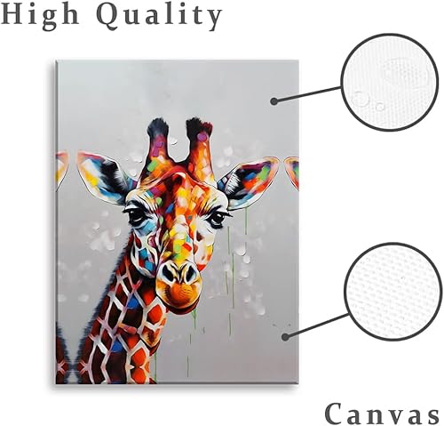 Miniatura 3 de HONGYA AN1 - Arte de pared para regalo de año nuevo, diseño de jirafa colorida de 12 x 16 pulgadas, imágenes abstractas para paredes, pinturas en