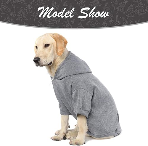 Miniatura 4 de Sudadera básica con capucha para perro, suave y cálida, con agujero para correa y con bolsillo, abrigo de invierno para perros, ropa para clima frío