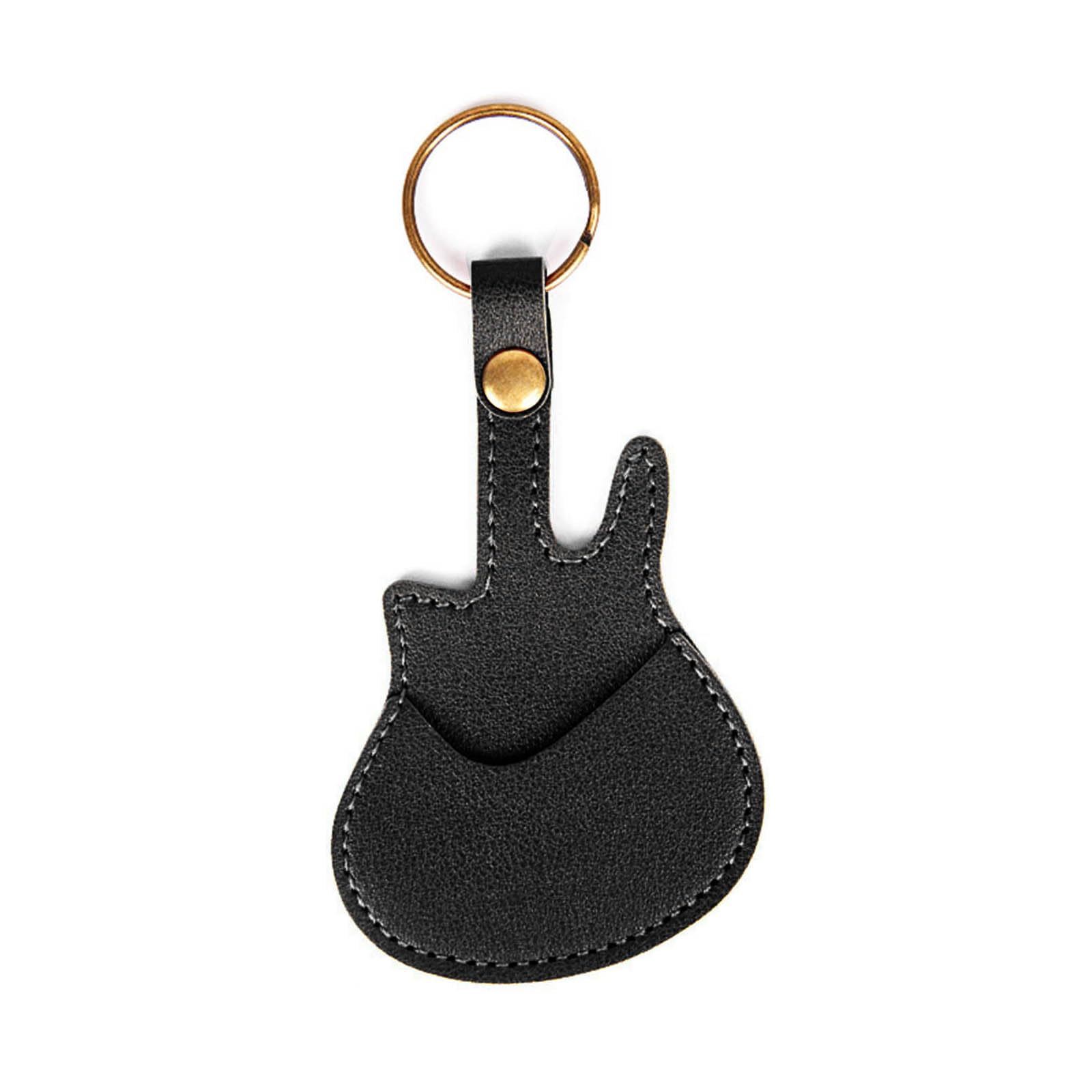 Jazuaiao Guitar Pick Storage Bag Guitar Shape Protective Pick Holder Case Shockproof Pouches PU Texture Leather Holder with Keychain