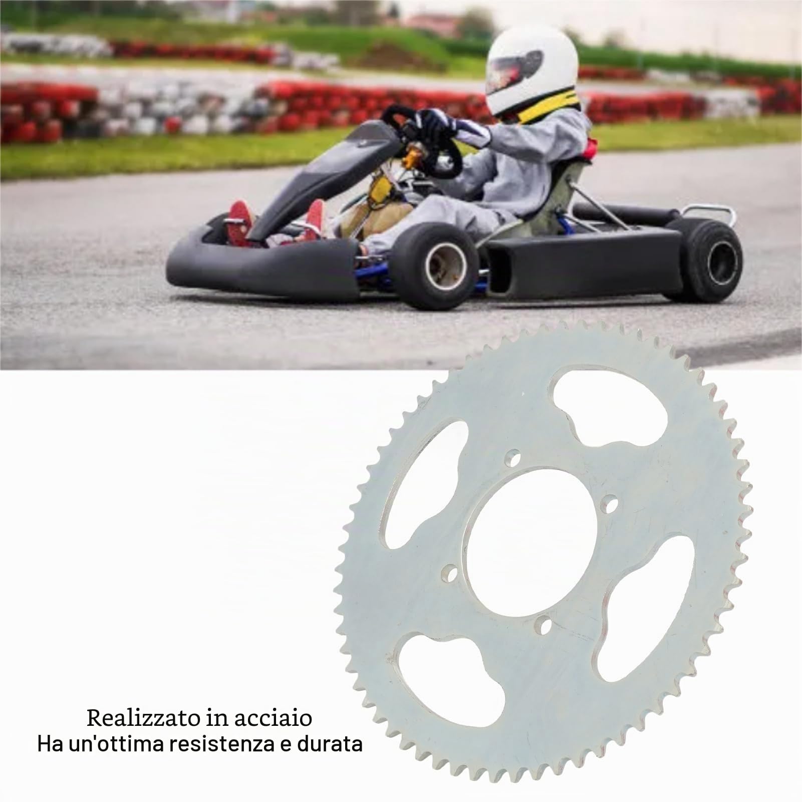 Coronas 64T per Mini Moto, Eccellente Pignone in Acciaio T8F 64 Denti con 4 Fori, Diametro 54mm, Componenti Trasmissione Durevoli per ATV Go Kart 47cc 49cc
