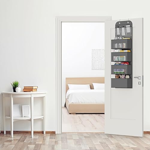 Miniatura 7 de Organizador para colgar sobre la puerta, 4 estantes para guardería, color gris