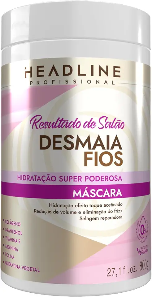 Máscara Desmaia Fios - Hidratação, Alinha e Sela os Fios - HEADLINE Resultado de Salão - 800g
