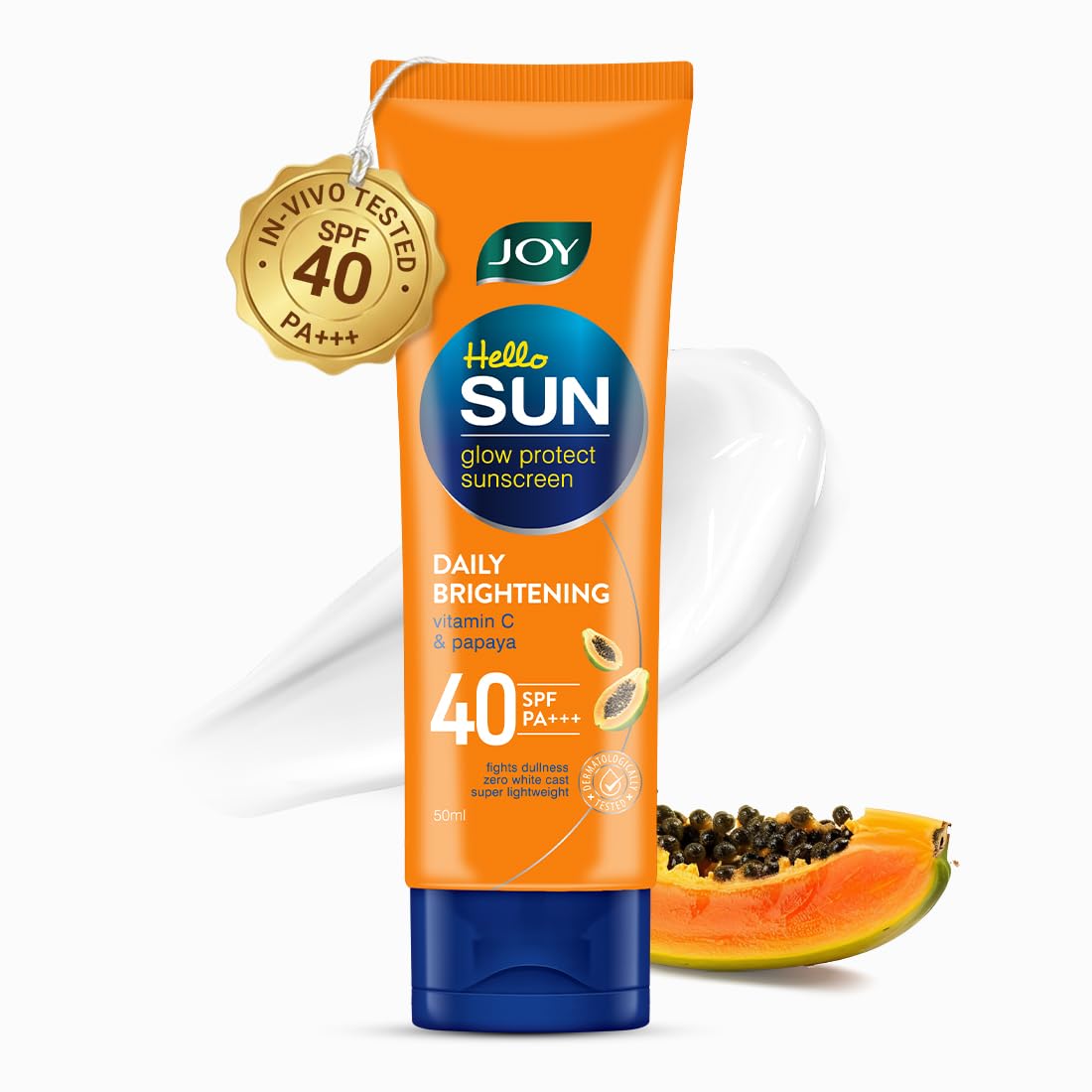 Joy Hello Sun Extreme Protection Sunscreen SPF 40 (50ml) | 97% Sun Protection, Prevents Skin Darkening | Lightweight, Water Resistant | No White Cast | For All Skin Types