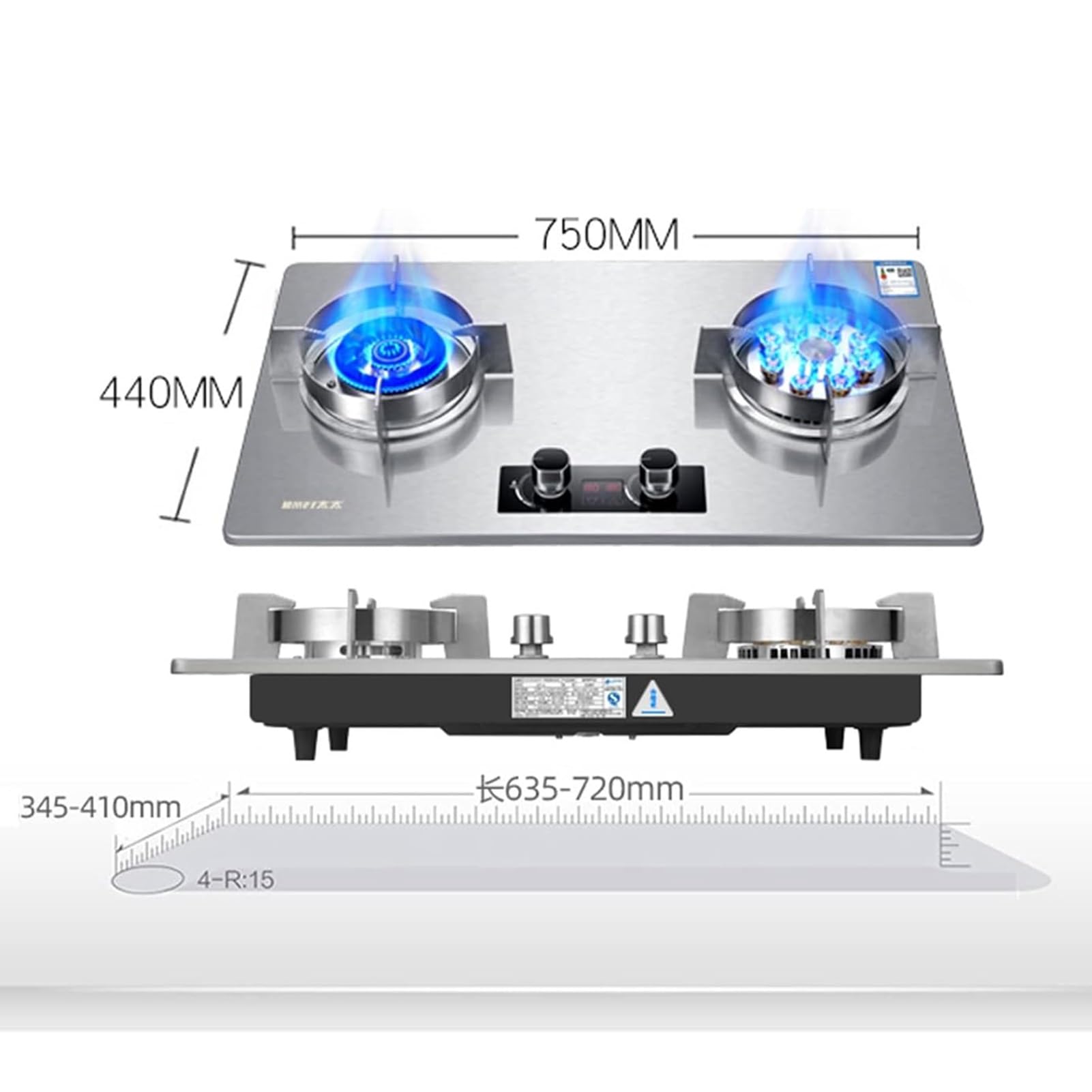 THEGA Cocina De Gas De 7,2 KW, Placa De Sobremesa Independiente De 2 Quemadores, Temporizador De 180 Minutos, con Encendido Automático, Ideal para Cocina(LPG)