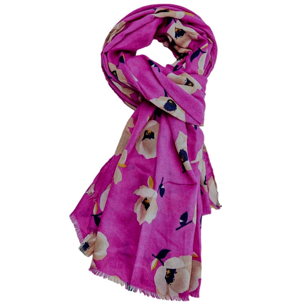 Purple Possum® Floral Scarf Ladies Beige Flowers Wrap Lightweight Flower Print Shawl (Purple)