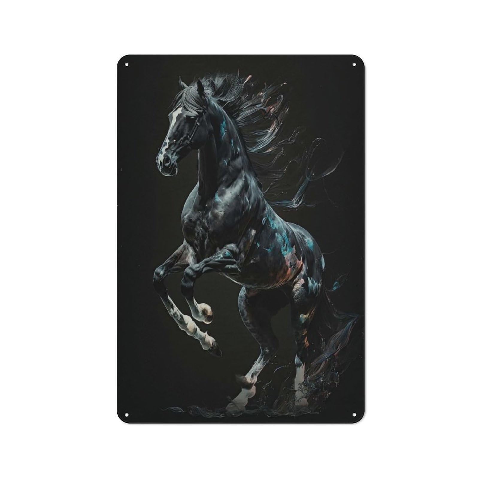 Junmoney Style-23 Beautiful Colorful Horse Retro Tin Sign 30X20cm For Dining Room Or Kitchen, Suited To Kitchen Wall Decor Lovers