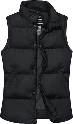 wantdo Chalecos acolchados para mujer, chaleco grueso de invierno, ropa de abrigo, chaleco acolchado cálido