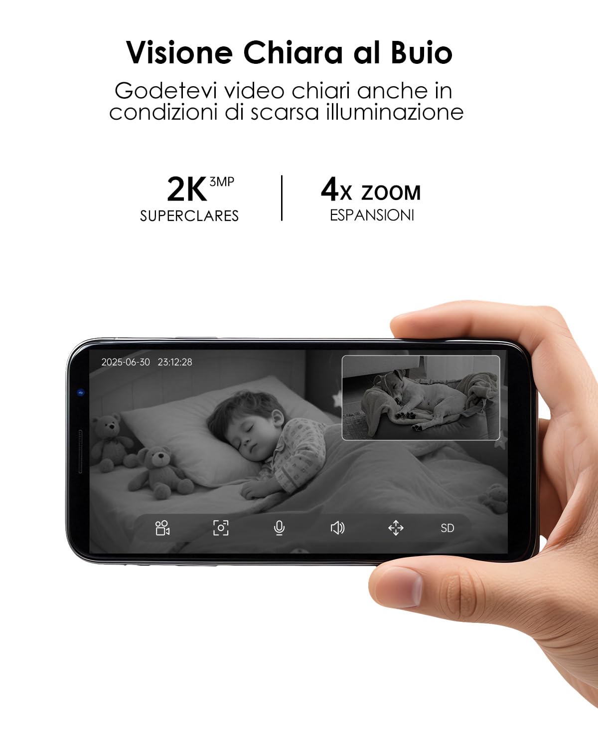 CZEview Telecamera di sorveglianza a doppia lente 2K, per interni, animali e cani | Doppia fotocamera, monitoraggio del movimento, comunicazione bidirezionale, PTZ a 360°, modalità privacy