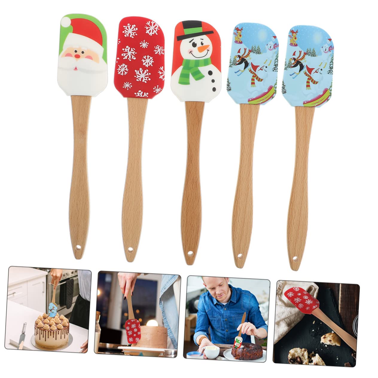 Cabilock 3 Juegos Espátula De Silicona Para Crema Utensilios De Cocina Tortita Juguete Decoracion Artificial Productos Pinceles De Maquillaje Automáticos Sartenes Gel De Sílice 5 Piezas * 3