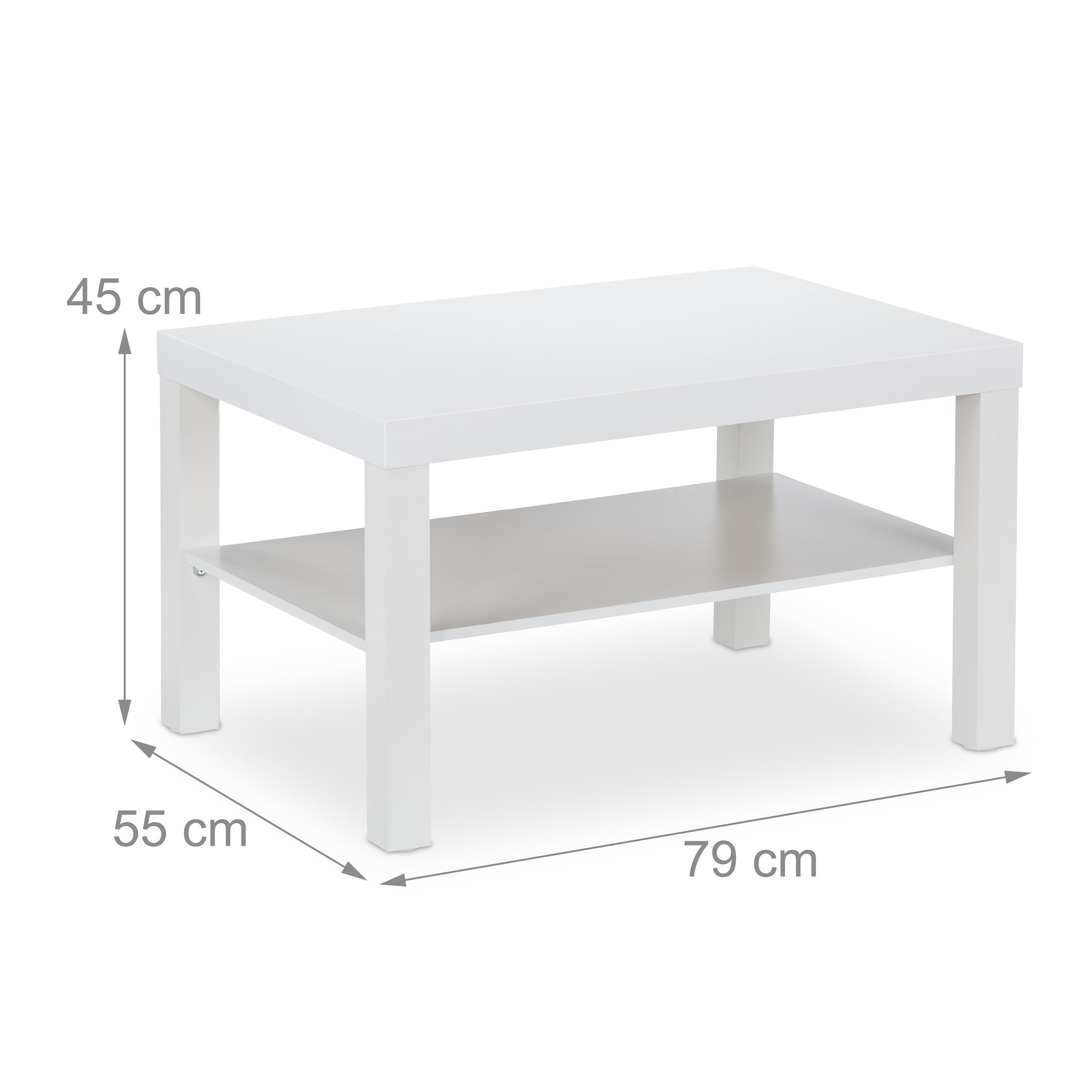 Tavolino Quadrato Bianco Relaxdays – Design Moderno Per Soggiorno, Cameretta E Sala D’attesa, 45x55x55 Cm