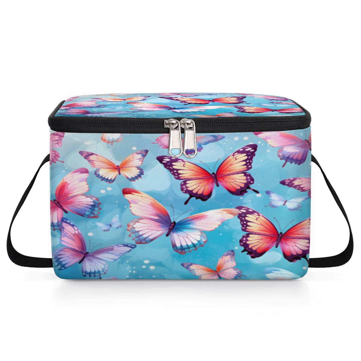 Butterfly Lunch Bags for Women Men 9 Cans, Hot & Cold Food Delivery Bag Insulated Grocery Bag Insulated Lunch Box Flock of Butterflies Cooler Bag for Office Work Picnic Beach