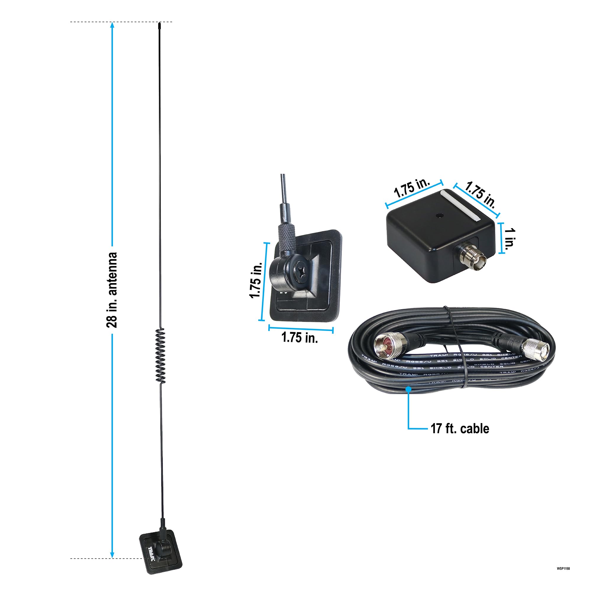 Amazon.com: Tram 1198 CB/Weather-Band Glass-Mount Antenna with