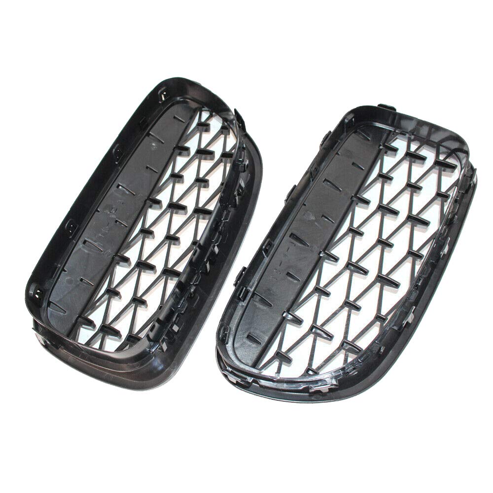 Per Berlina 2010-2016 F10 F11 F18 Paraurti anteriore per rene Twin FIns Grille Serie 5 520i 520d 525d 525i 530d 535i 550i-Diamante nero lucido(paio)
