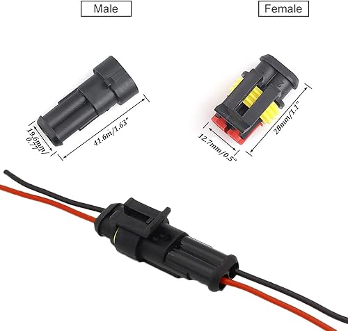 Miniatura 4 de Kit de conectores eléctricos impermeables de 2 pines, enchufe HID, conector de cable automotriz marino para automóvil, camión, barco (paquete de 10)