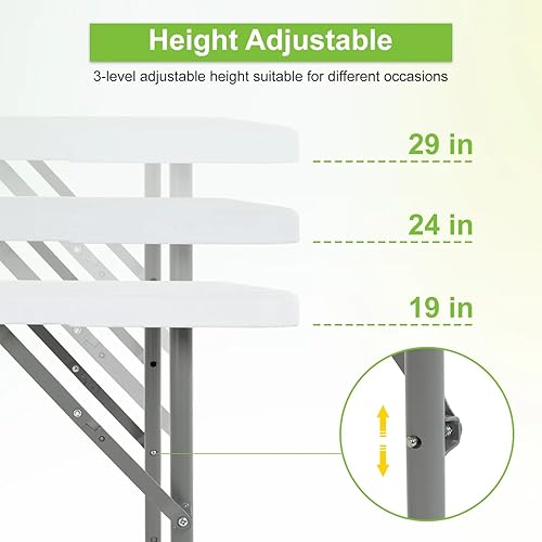 Miniatura 6 de PIKAQTOP Mesa plegable de plástico resistente de 6 pies con asa de transporte para jardín, fiesta, picnic, camping, barbacoa, comedor, cocina, boda,