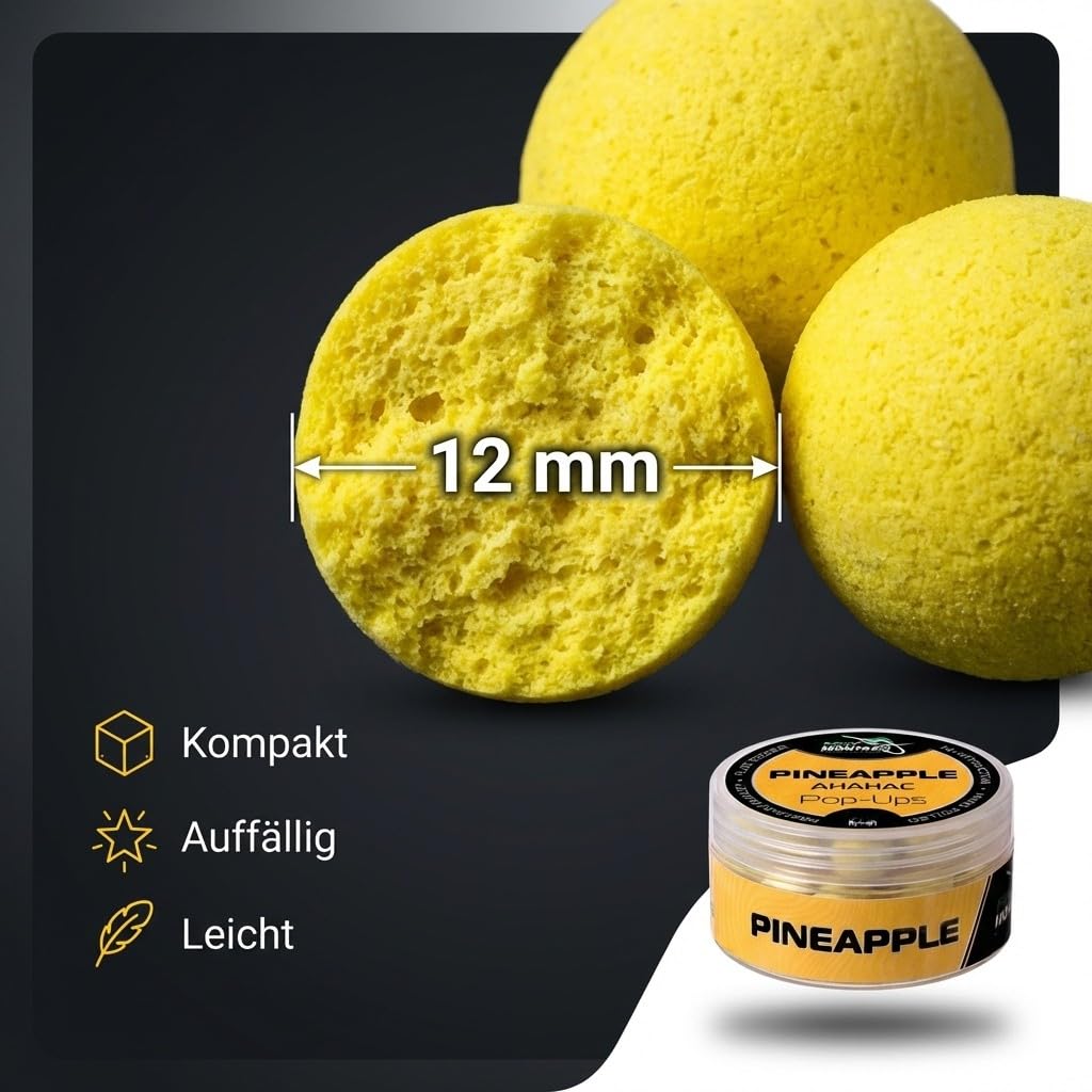 Generisch Pop-Ups Karpfen boilies Pineapple 12mm – Method Feeder Boilies, Angeln zubehör, 30g dose