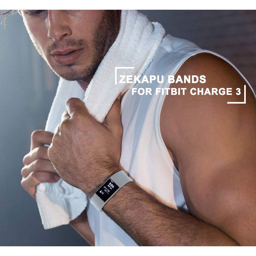 GEAK Strap Compatible for Fitbit Charge 3/4, Adjustable Classic Replacement Wristband, Activity Tracker for Women Men Small Grey - Image 4