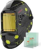 YESWELDER LYG-M800H-A Large View Auto Darkening Welding Helmet - True Color 1/1/1/1, Blue Light Blocking, 4 Sensors, Solar Powered for TIG MIG ARC