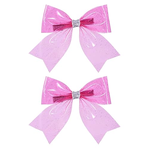 PVC Hair Bow Clips Cute Glitter Hairpins Girls Teens Alligator Hair Accessories for Summer Beach Seaside Party, Rose Red - Rose Red