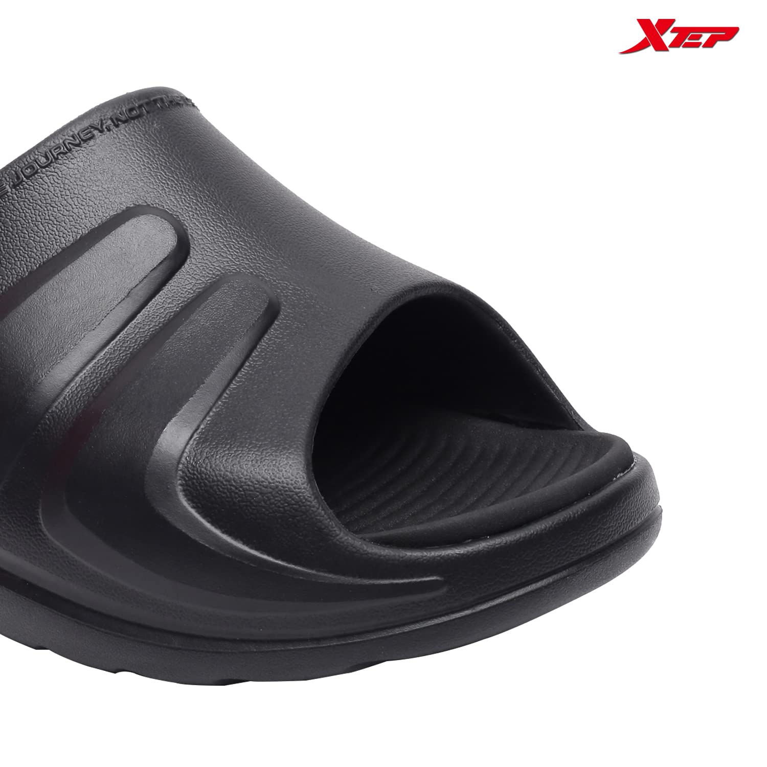 XTEP Men's Black Solid EVA Foam Sole Basketball Sliders (9 UK) 3
