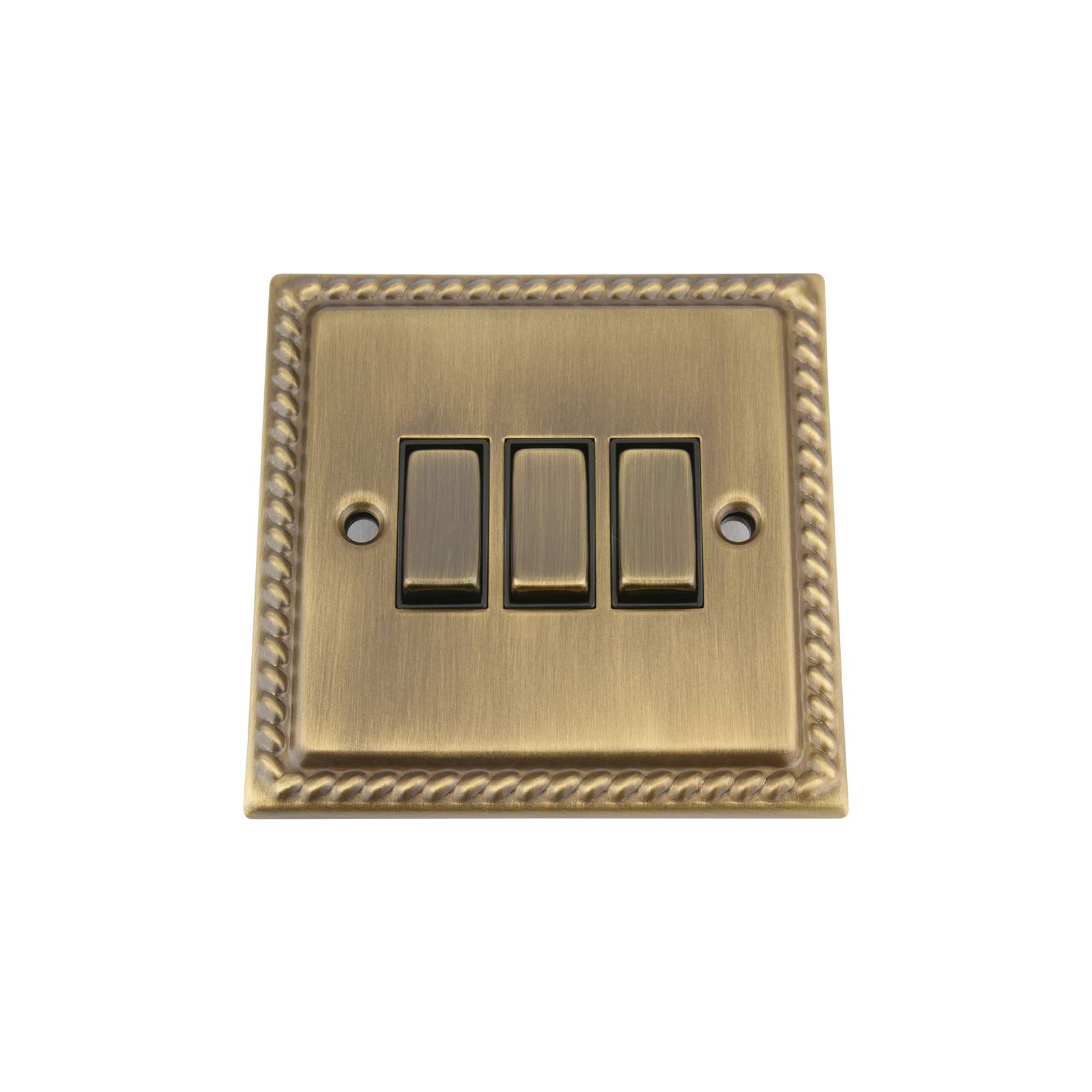 A5 Products Black Antique Brass Georgian Switch 3 Gang Insert Metal Rocker Switch