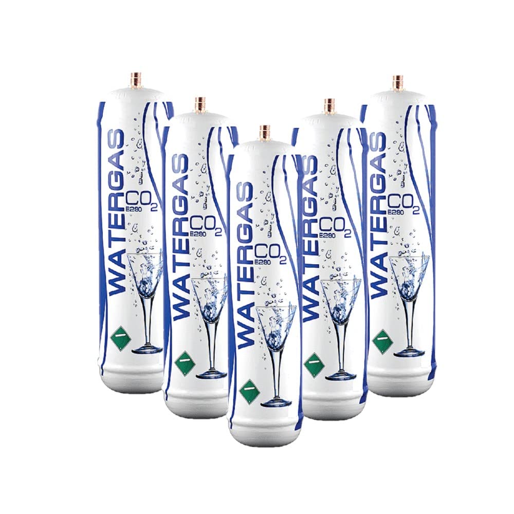 BELLEROFONTE - Bombole CO2 600g per Gasatore – Set Risparmio 5 Pezzi – E290 Alimentare M11x1 – Fino a 120L per Bombola – Compatibile Universale – Made in Italy