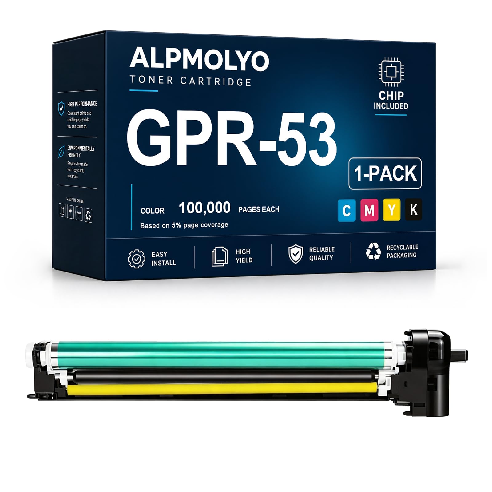 Sostituzione della cartuccia di toner ad alta resa GPR-53 per GPR-53 C-EXV49 NPG67, compatibile con Canon iR-ADV C3320 C3320L C3325 C3330, nero ciano magenta giallo 4 colori universale con chip ,1 Pac