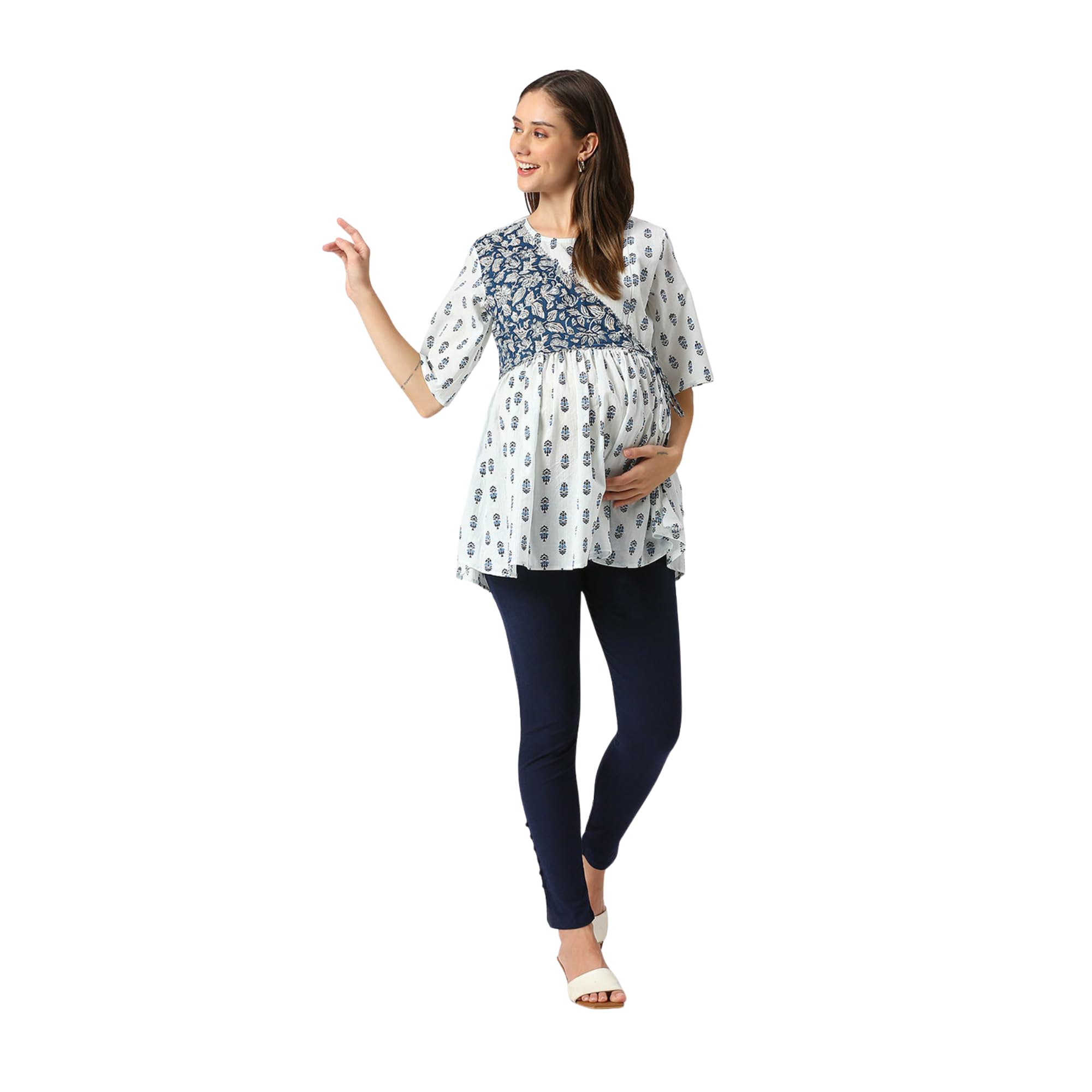 Cotton Maternity Top Maternity Top|White-image-21