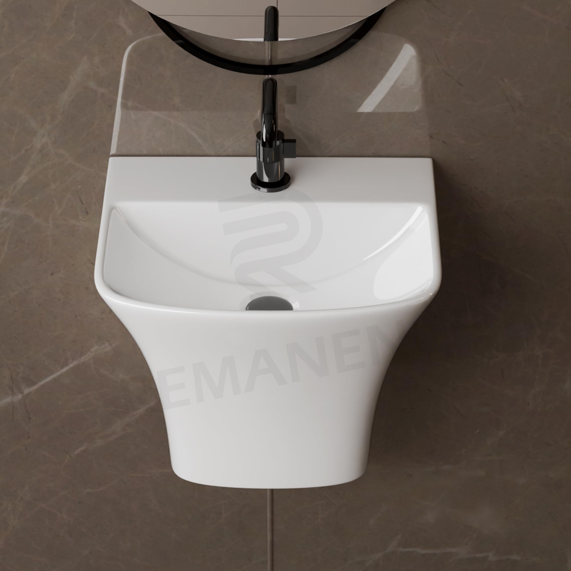 Luxury Wall Mounted Wash Basin - White Ceramic -2