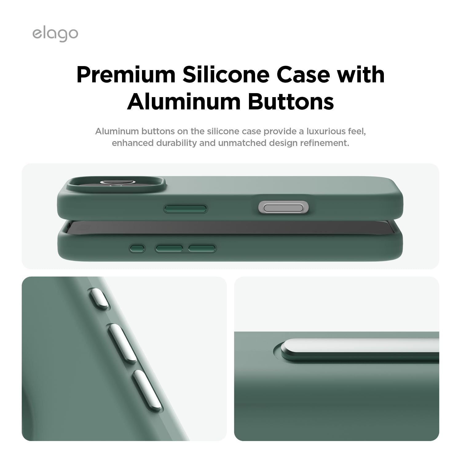 elago Cover Magnetica in Silicone Compatibile con iPhone 16 Pro Cover 6.3 pollici Compatibile con tutti gli accessori MagSafe - Magneti Integrati, Silicone a Presa Morbida, Antiurto (Notte Verde)