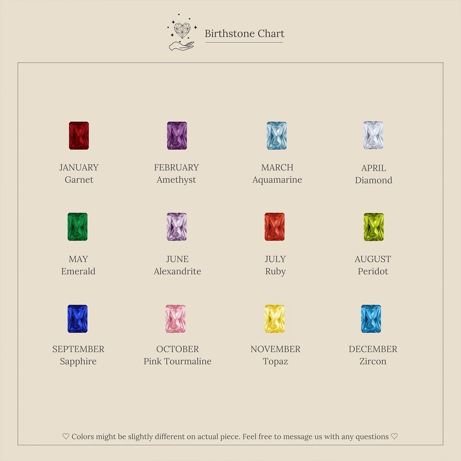 Birthstone Hand Chain Bracelet for Women Gold Dainty Finger Ring Bracelet Hand Chain Stackable Ring Link Chain Charm Bracelet Set Hand Jewelry Gifts Trendy - Image 9