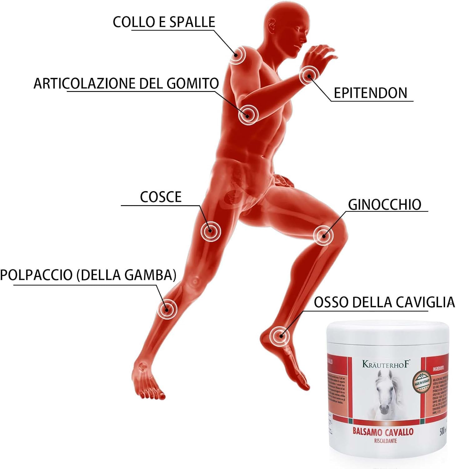 Naturus per Krauterhof | Balsamo Riscaldante per Cavalli Extra Forte, Gel all’Arnica – Sollievo Muscolare Post-Allenamento, Uso Esterno | Non Ingeribile, 500ml