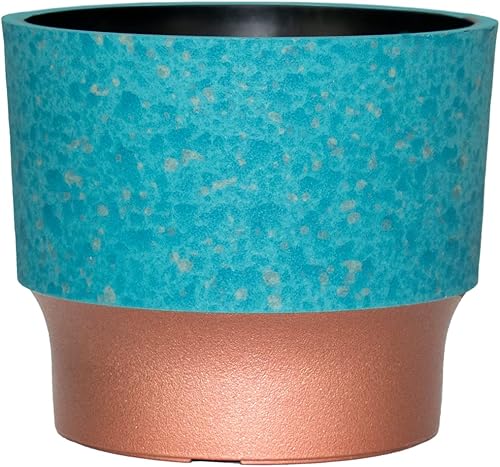 The HC Companies Mini maceta Sprite de 2.5 pulgadas para suculentas de 2.5 x 2.5 x 2.10 pulgadas en turquesa sintética con color inferior de cobre