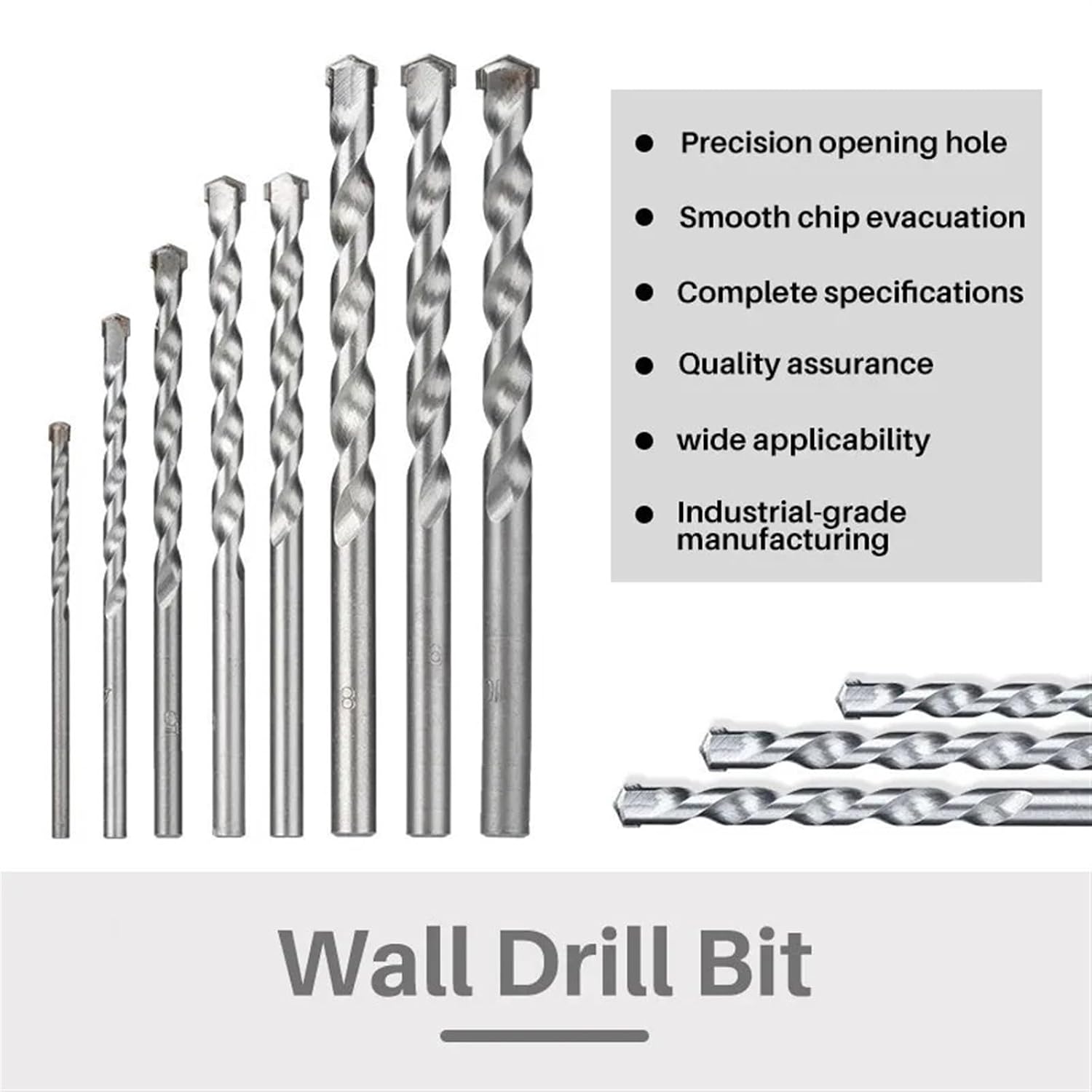 3-10mm Wall Drill Bit Masonry Drill Bit Carbide Tipped Drill Bit for Brick Concrete Marble Tile Stone Drilling(8pcs)