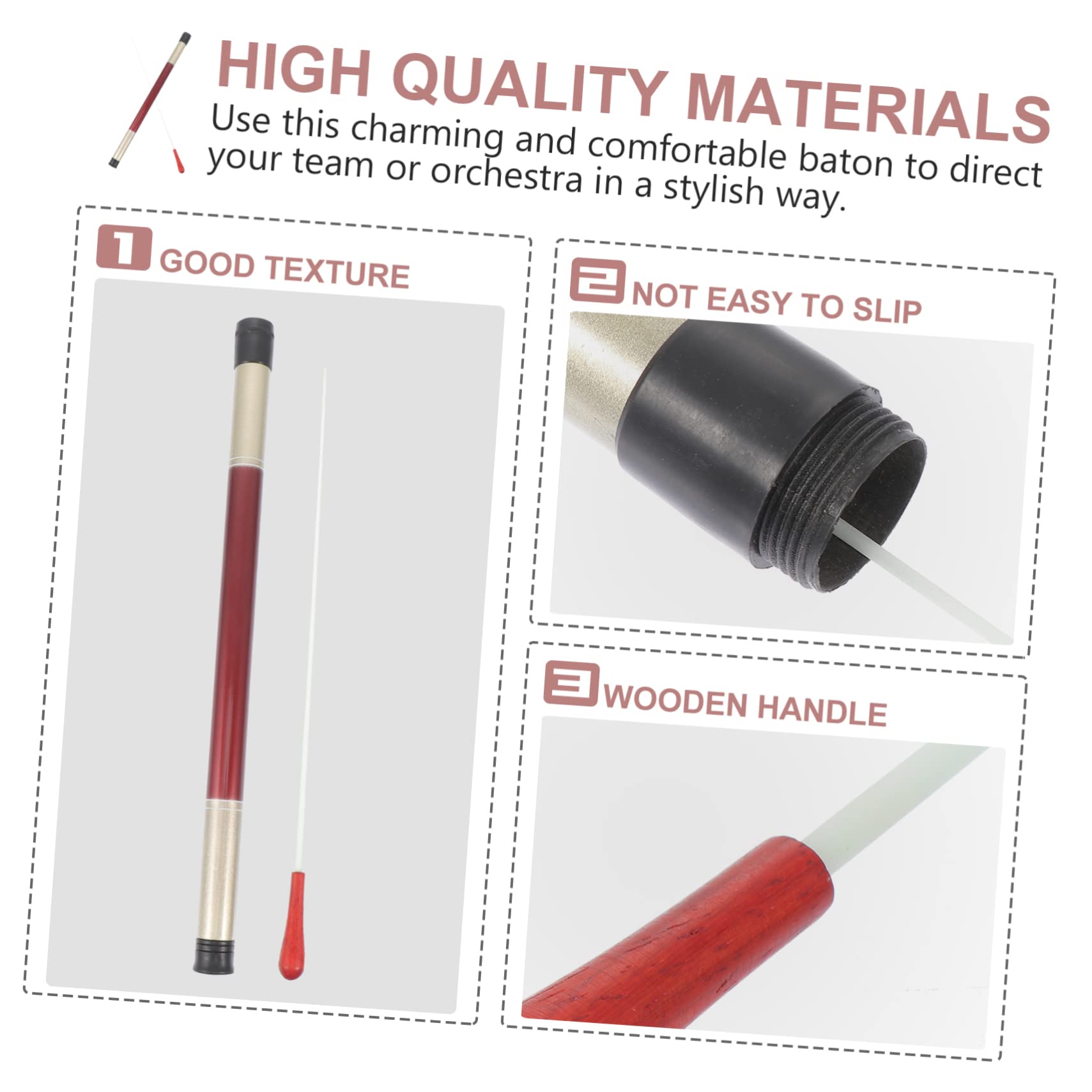 Totority Performance Kit 2pc Solid Wood Conducting Sticks for Conductors Dark Red Mallets
