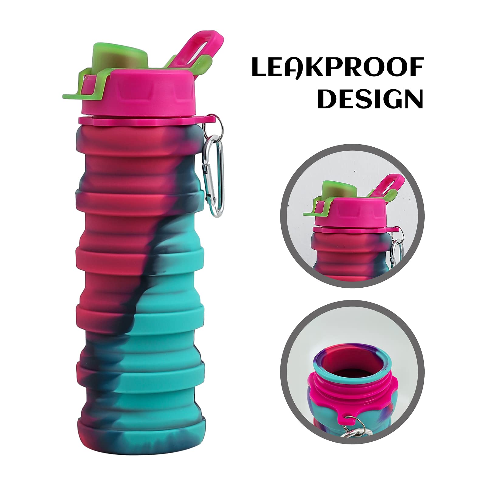 Bouteille D'eau Pliable En Silicone Rose, étanche Et Portable, Format Voyage