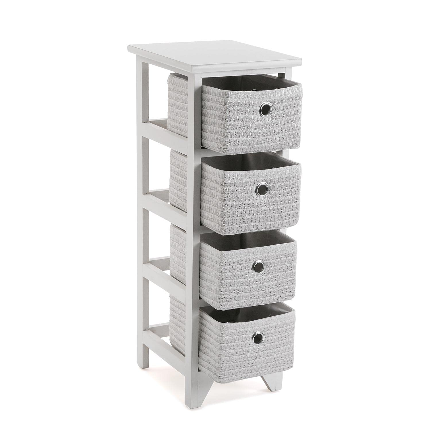 Versa Ohai Mueble para el Baño Auxiliar, Cajonera con 4 cajones para almacenaje, Medidas (Al x L x An) 72 x 30 x 25 cm, Madera, Color Blanco