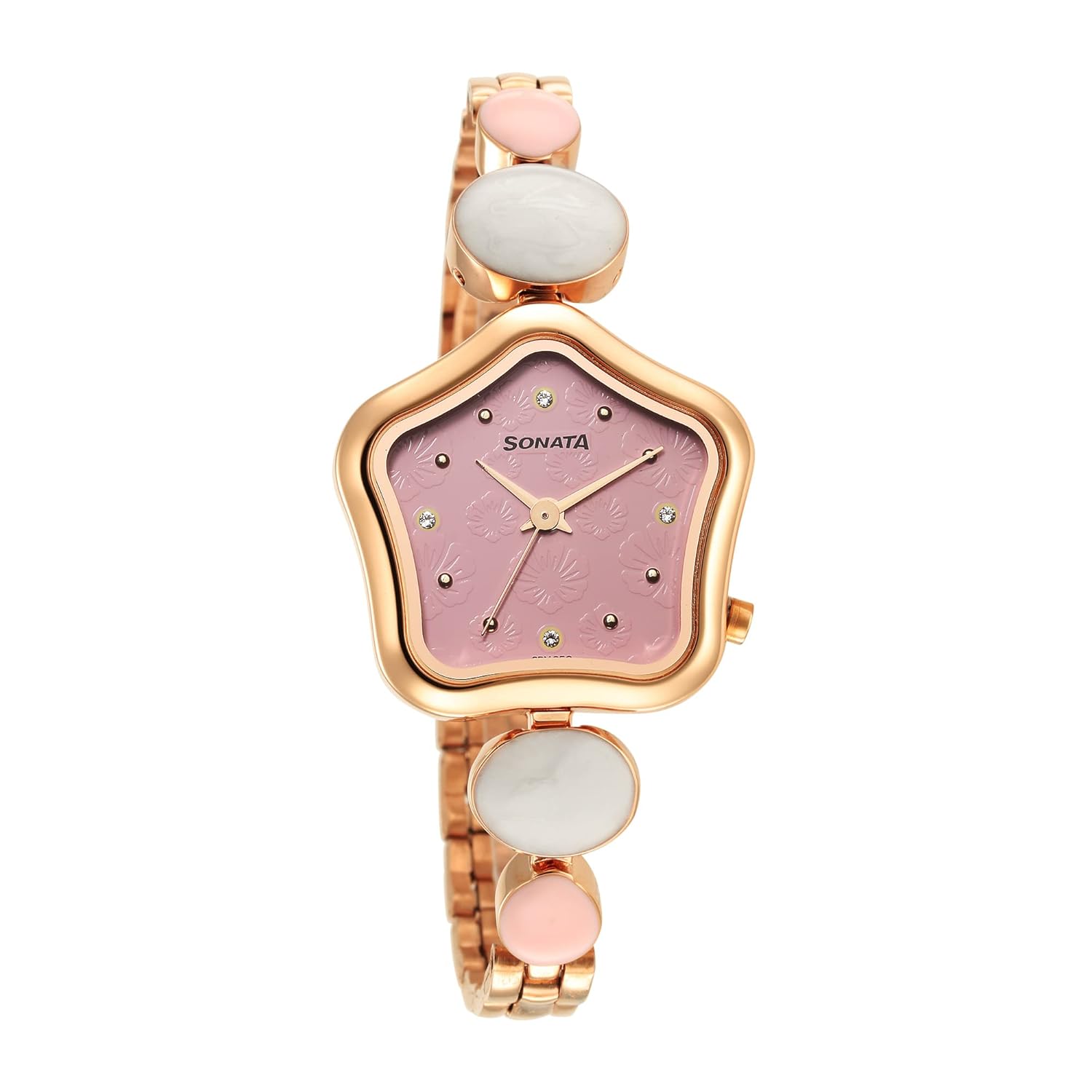 Sonata Utsav Pink Dial Rose Gold Bi Metal Watch for Women