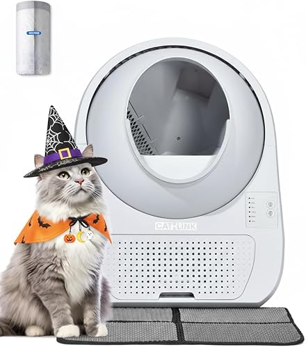 CATLINK Caja de arena automática mejorada para gatos 2025, autolimpieza para varios gatos con alfombra, eliminación de doble olor, caja de arena