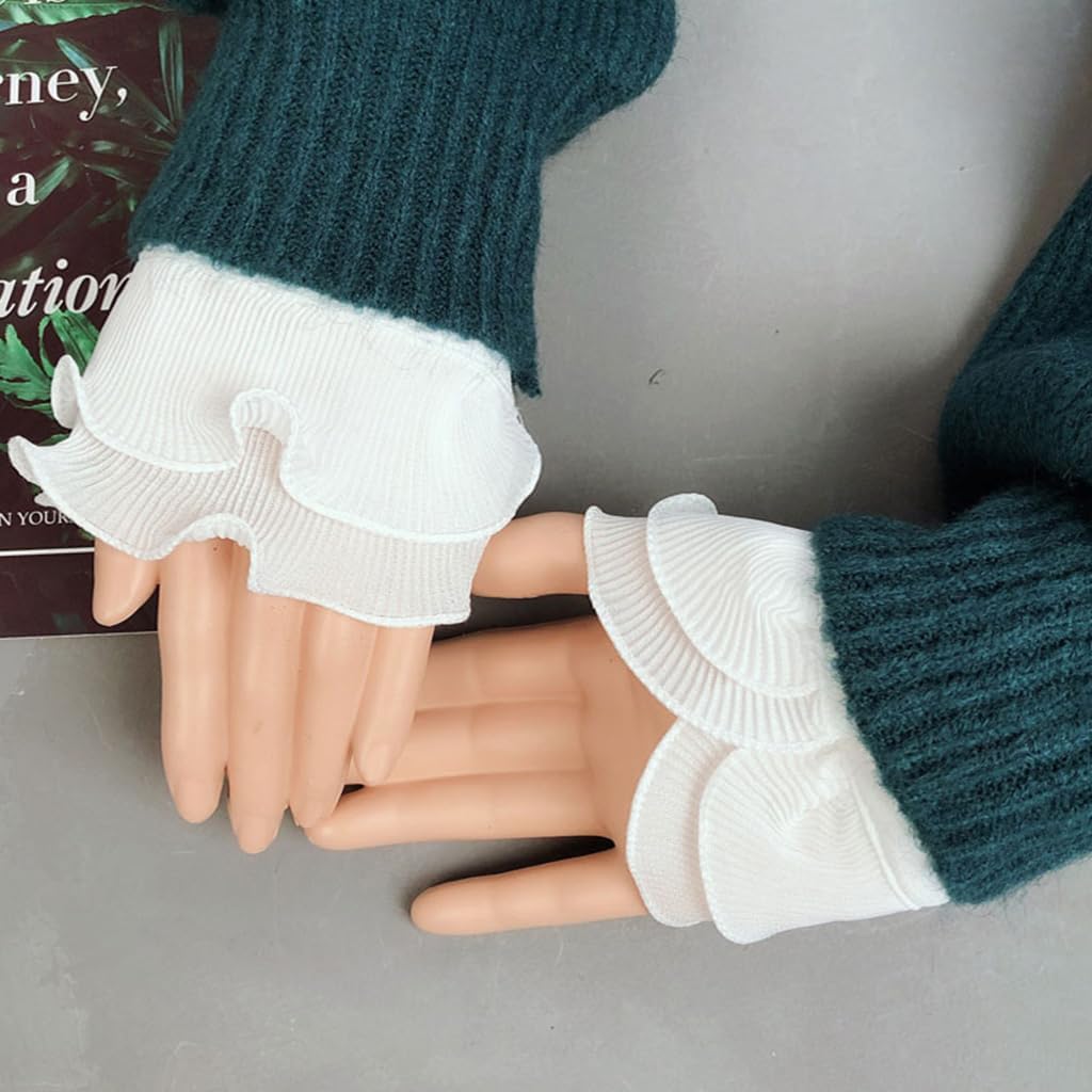 2Pcs False Collar with Wristband Set, Button Down
