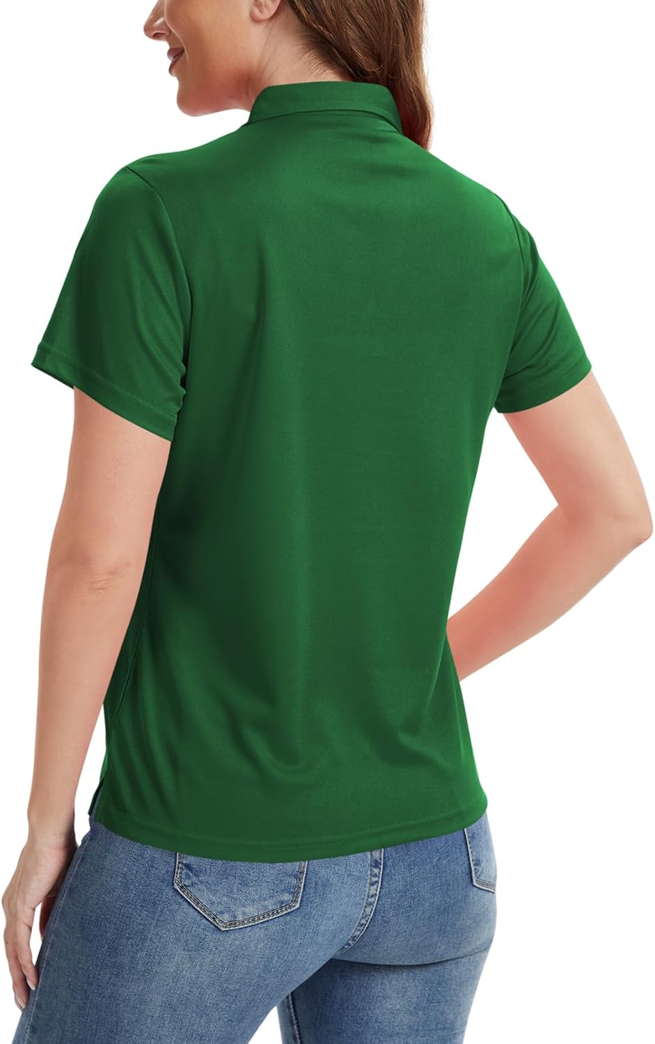 Idtswch Women's V-Neck Polo Shirt Quick-Dry Golf Tennis Top Casual Office Work Short Sleeve - Image 2