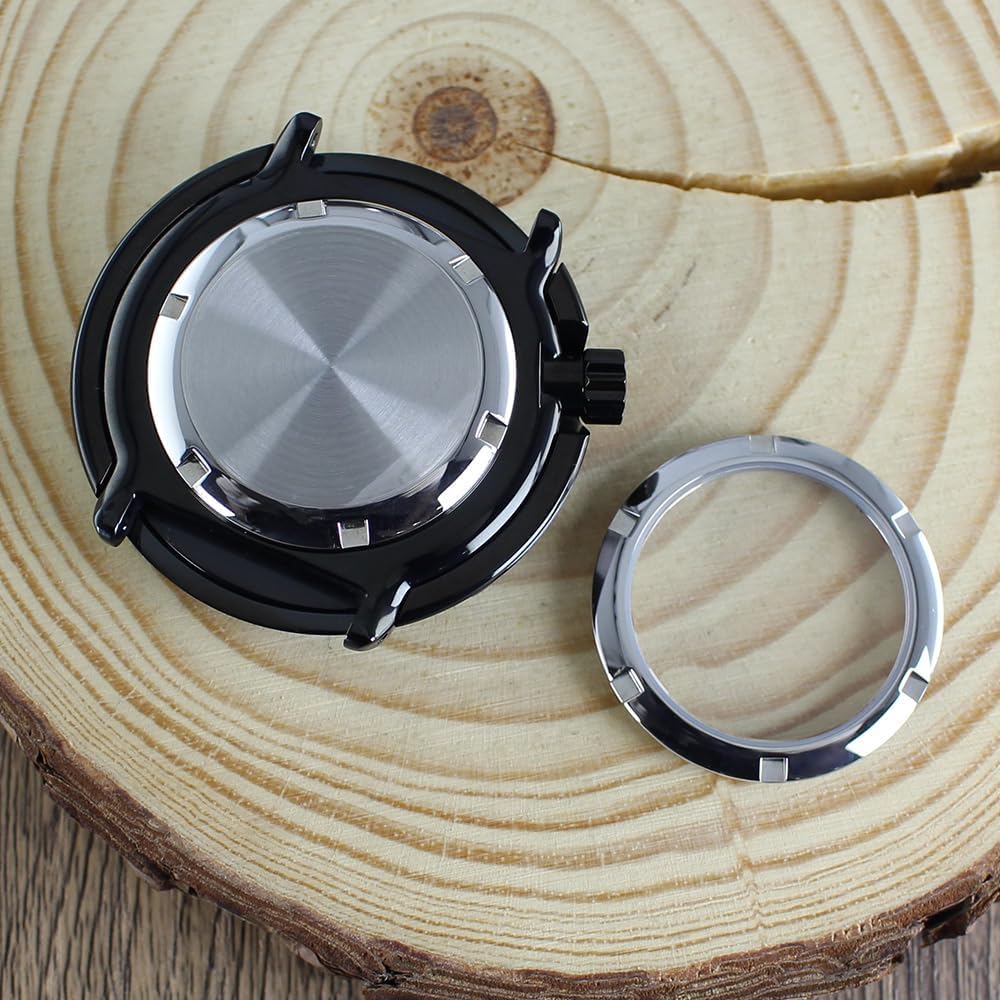 Cassa per Orologio Nera da 47 mm con Vetro Zaffiro Impermeabile, Corona a Ore 3.8 per Modelli NH35/NH34/NH36/NH38 (BlackChapterRing)