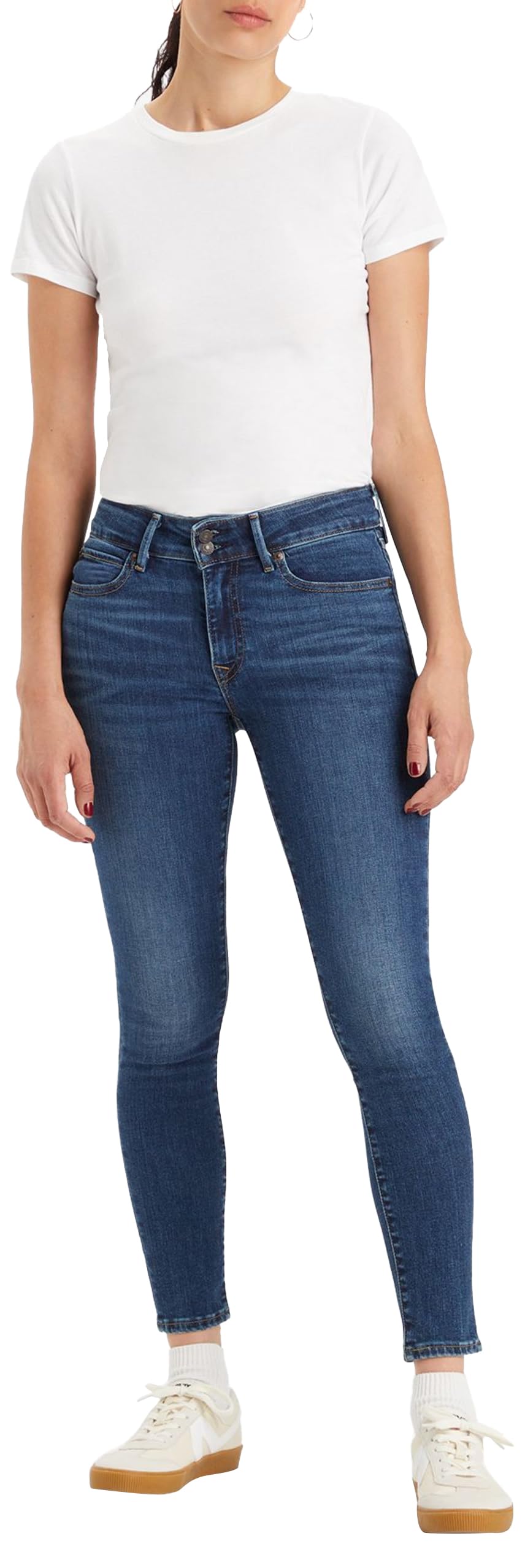 Levi's Damen 711 Double Button Jeans, Blue Wave Dark, 23W / 30L