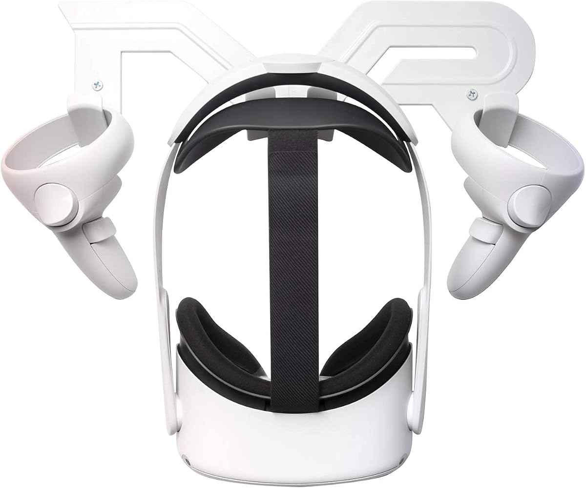 Gancho de soporte de almacenamiento para montaje en pared para auriculares y controladores VR, compatible con Meta Quest 3 / Quest 2 / Pro / 1, PSVR 2, Pico 4, Rift S, Hp Reverb G2, HTC Vive, Valve Index, PS VR (blanco)