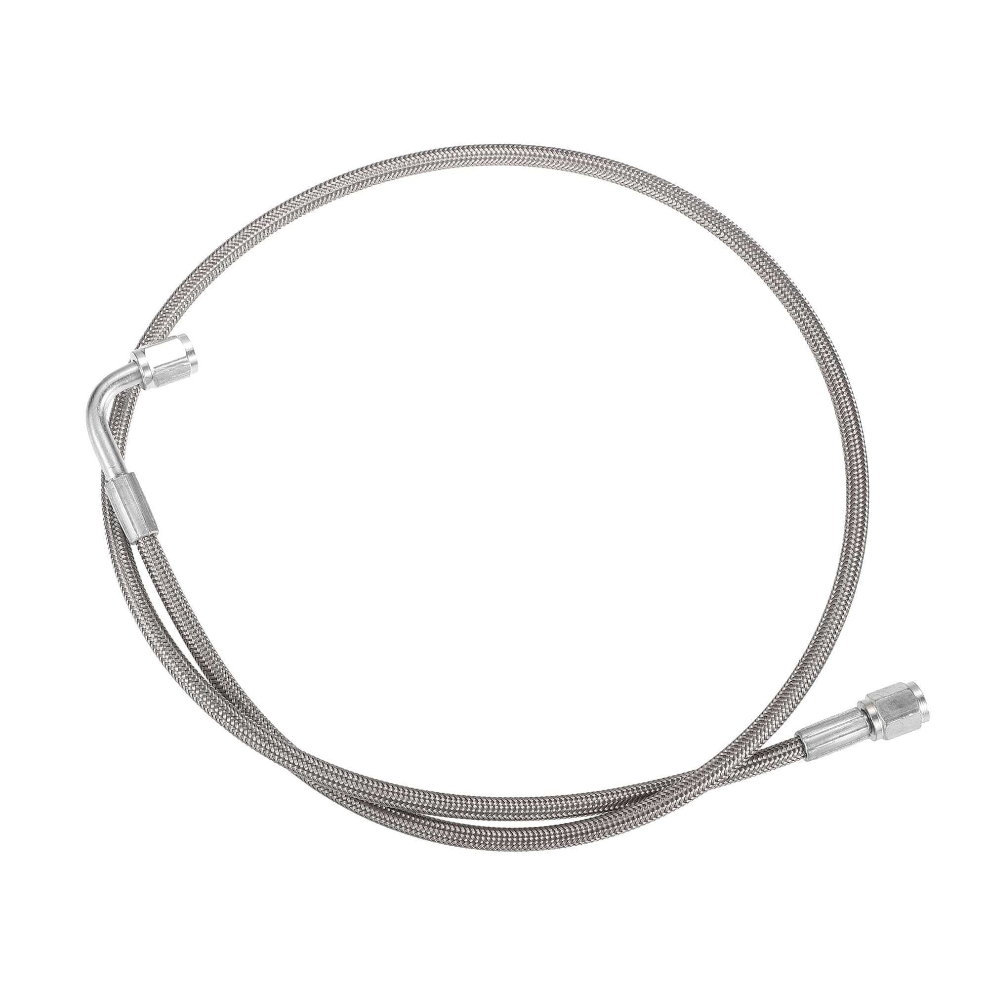 THE WHITE SHOP Braided Steel Turbo Oil Feed Line 90 Degree to Straight Hose End, 36"/48" Remote Turbocharger Oil Drain Return Line Universal for Car Durable Stainless Steel (Material : 36INCH)