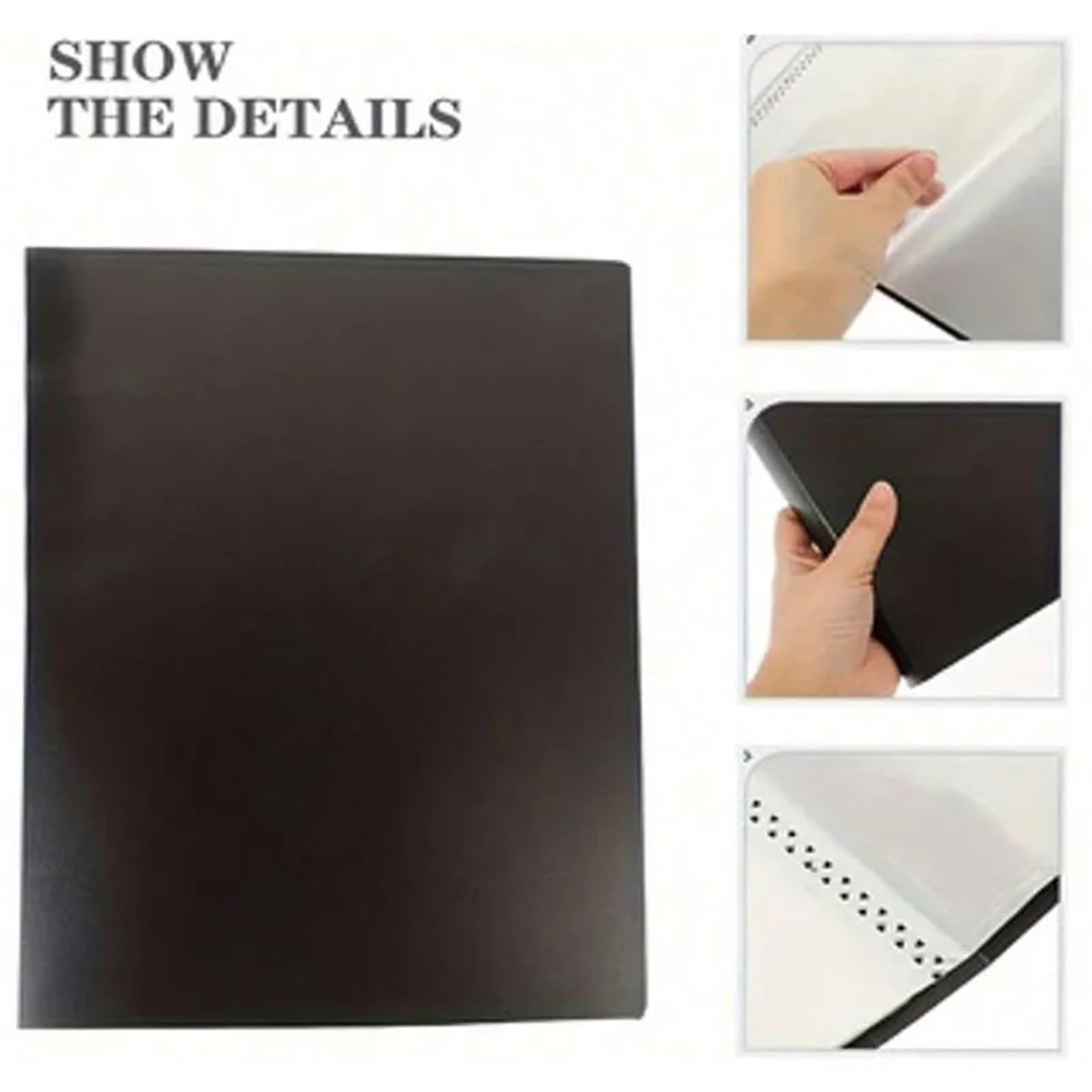 Carpeta de bolsillo for libro presentación (negra), 4 Uds. Con funda plástico for mostrar 40 páginas documentos A4, certificados y recuerdos Para Portafolio