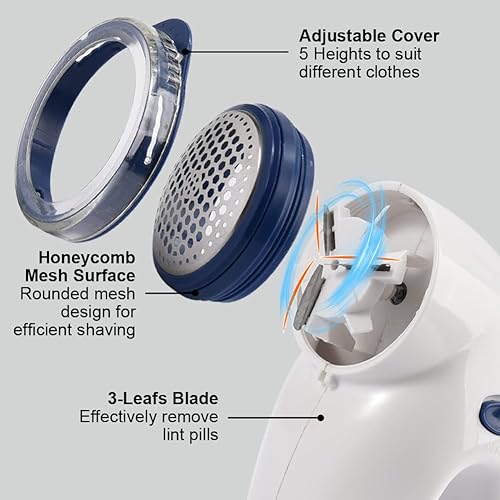 Miniatura 3 de windson Removedor de pelusa para afeitadora de tela, afeitadora de ropa con 5 alturas ajustables, desfuzzer para suéter y pelusas para ropa, muebles