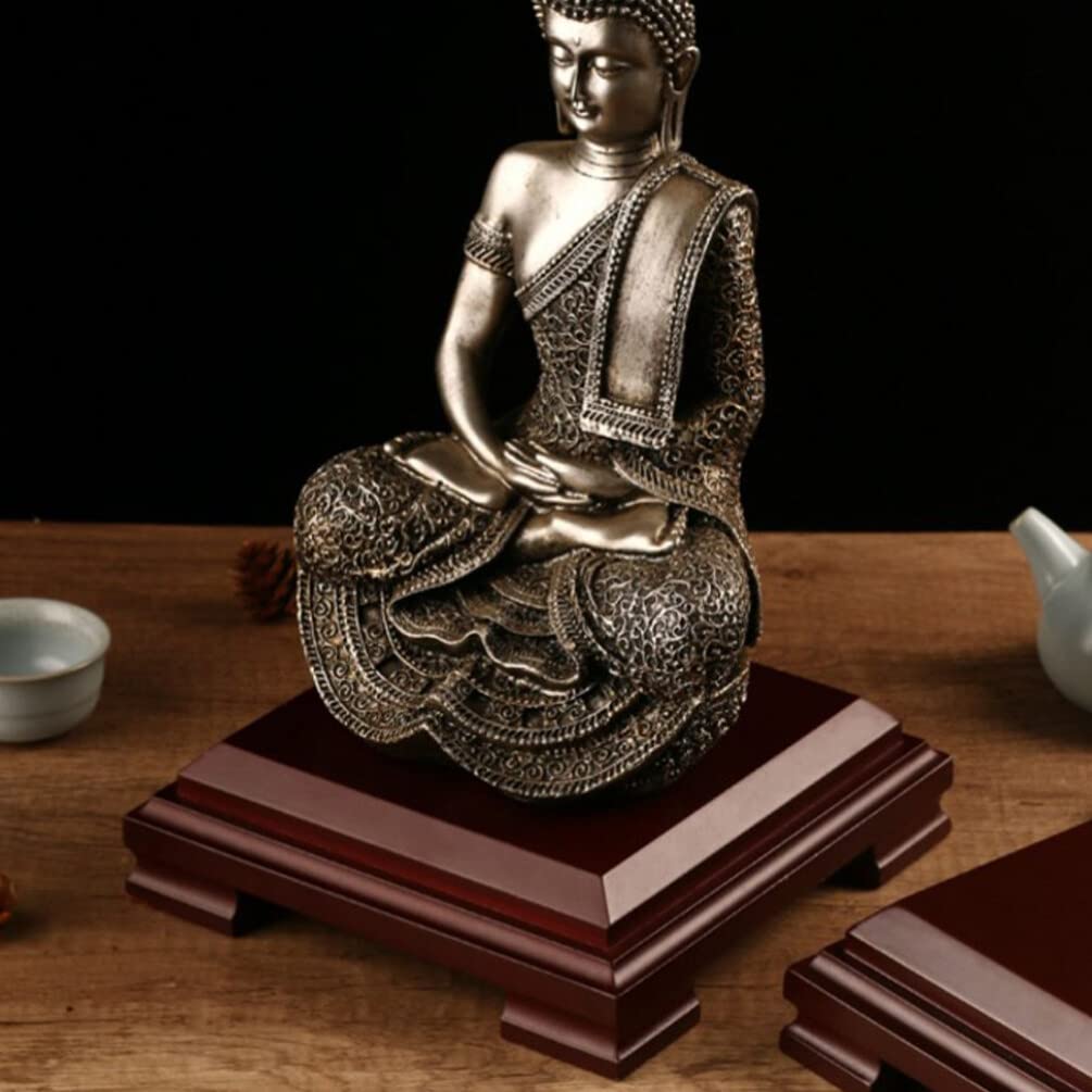 お値下げ黒檀の彫刻装飾付き木製円形台座