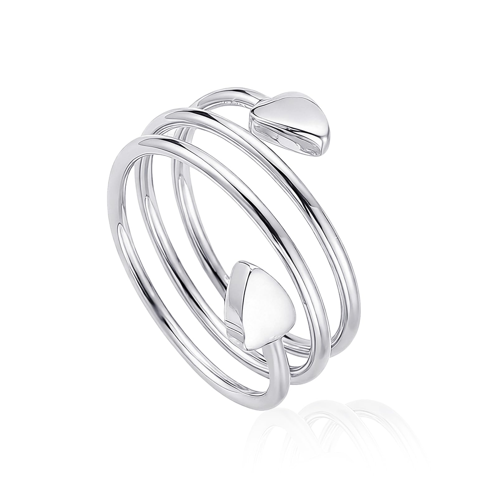 Zecimi Anti Stress Ring, Spirale Herz Silber Magnetring für Damen, Anxiety Ring mit 2X Stärkere Magnetkraft, Verstellbar Fidget Ring zur Förderung Schlaf, Vital Ring zur Gewichtsabnahme, Frau Schmuck